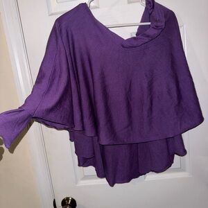 Elegant Purple Layered Shaw with Arms